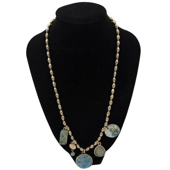 Kenneth Cole New York Jewelry - Kenneth Cole New York Gold Tone Multi Stone Charm Necklace Turquoise Boho